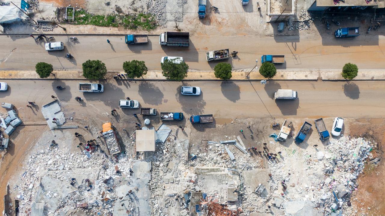 Bilder der Zerstörung in Nordwest-Syrien am 7. Februar 2023